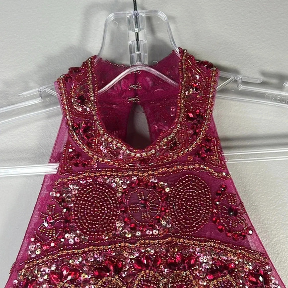 Sherri Hill Two-Piece Ruby Beaded Bodice & Organza Skirt - Size 0 - EUC - Picture 3 of 16